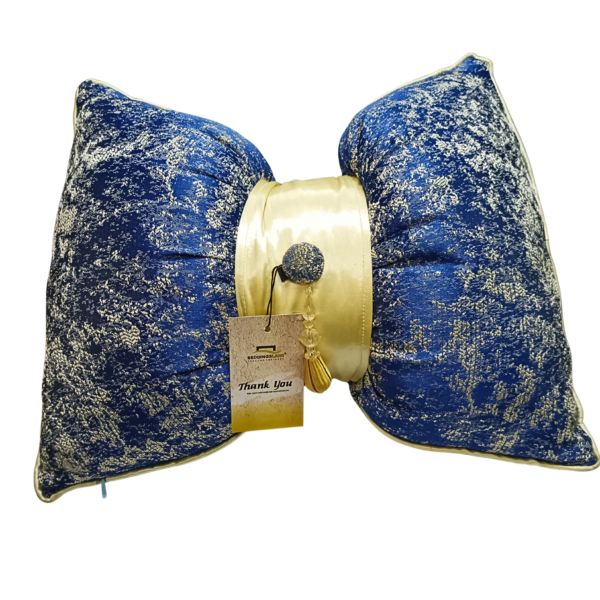 Blue Emirate- Bow Throw Pillow