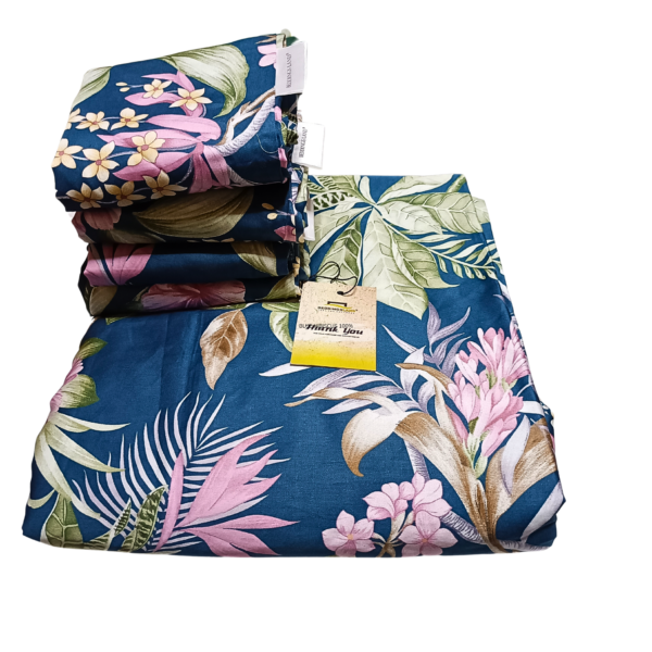 Blue Hibiscus 7by7 100% Cotton Bedsheet