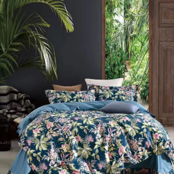 Blue Hibiscus 7by7 100% Cotton Bedsheet - Image 6