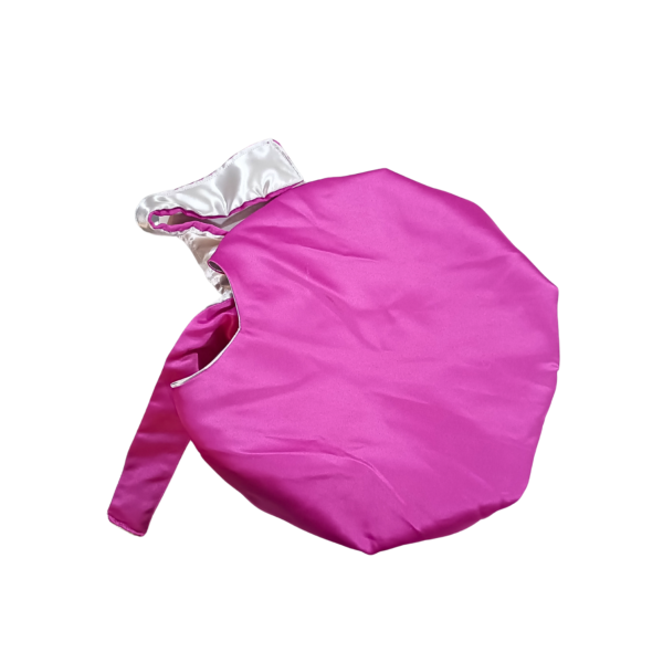 Bonnet- 100% Silk-Reversible Rope-Silver/Dark Pink - Image 4