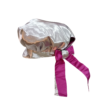 Bonnet- 100% Silk-Reversible Rope-Silver/Dark Pink - Image 3