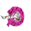 Bonnet- 100% Silk-Reversible Rope-Silver/Dark Pink - Image 2