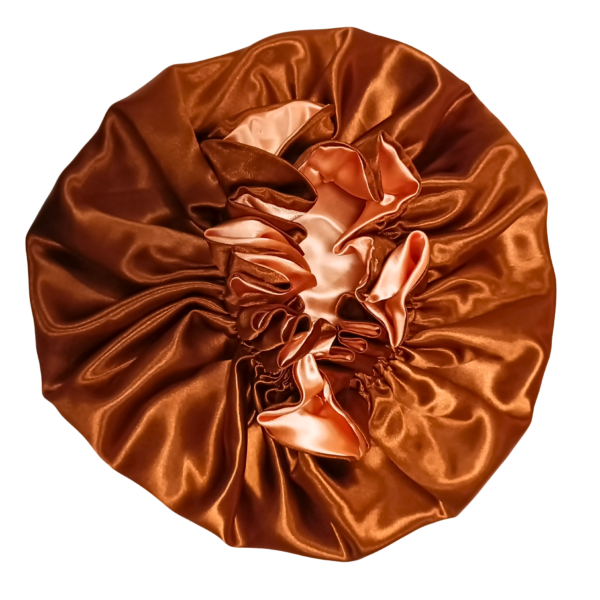 Reversible Ruffle 100% Silk Bonnet-Orange/Peach - Image 2