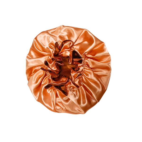 Reversible Ruffle 100% Silk Bonnet-Orange/Peach - Image 5