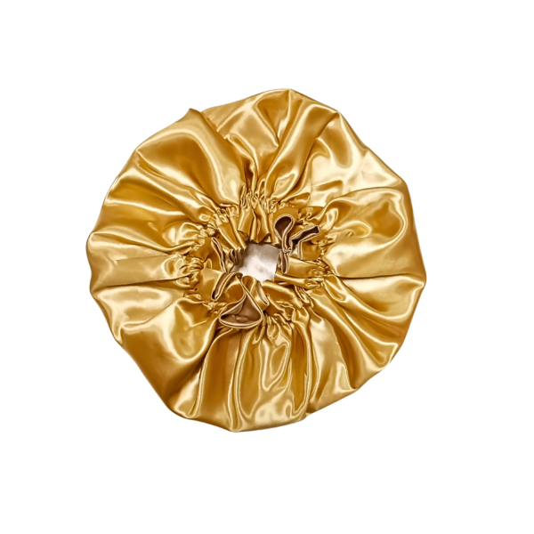Reversible Ruffle 100% Silk Bonnet-Champagne/Gold - Image 5