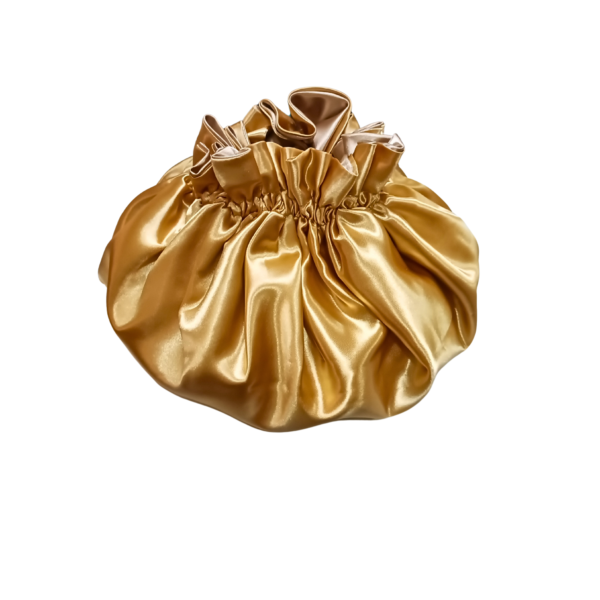 Reversible Ruffle 100% Silk Bonnet-Champagne/Gold - Image 7