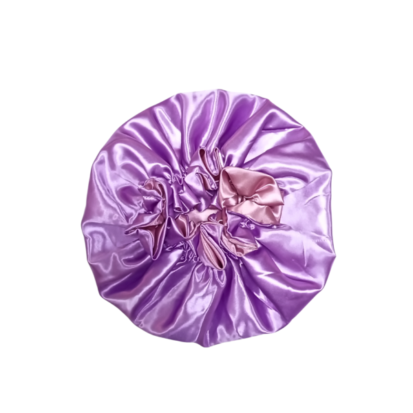 Bonnet 100% Silk- Reversible Ruffle-Lilac/Onion - Image 5
