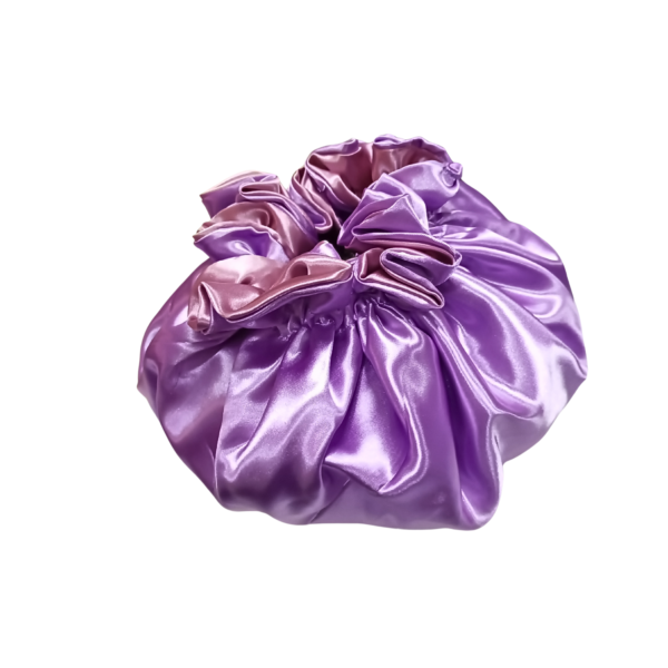 Bonnet 100% Silk- Reversible Ruffle-Lilac/Onion - Image 6