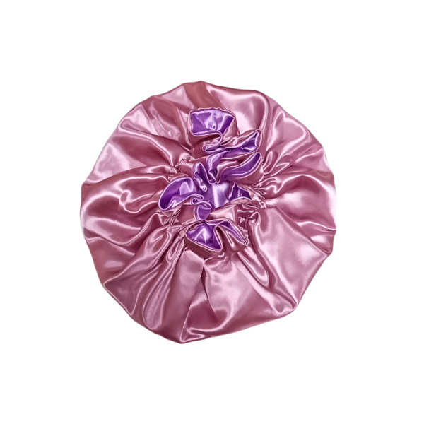 Bonnet 100% Silk- Reversible Ruffle-Lilac/Onion - Image 4