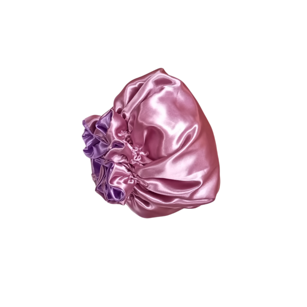 Bonnet 100% Silk- Reversible Ruffle-Lilac/Onion - Image 7