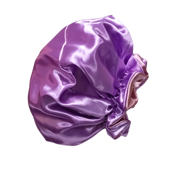 Bonnet 100% Silk- Reversible Ruffle-Lilac/Onion - Image 3