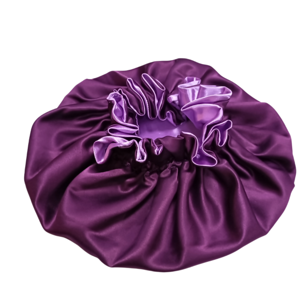 Bonnet-100% Silk- Reversible Ruffle-Lilac/Magenta - Image 6