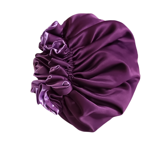 Bonnet-100% Silk- Reversible Ruffle-Lilac/Magenta - Image 5