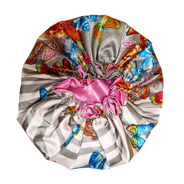 Reversible Ruffle 100% Silk Bonnet-Pattern/Plain - Image 2