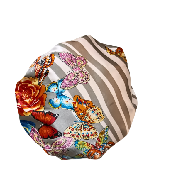 Reversible Ruffle 100% Silk Bonnet-Pattern/Plain - Image 3