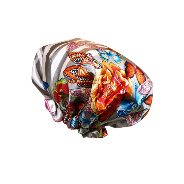 Reversible Ruffle 100% Silk Bonnet-Pattern/Plain
