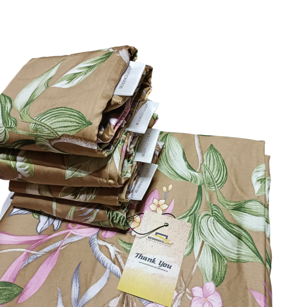 Brown Hibiscus 6by6 100% Cotton Bedsheet - Image 2
