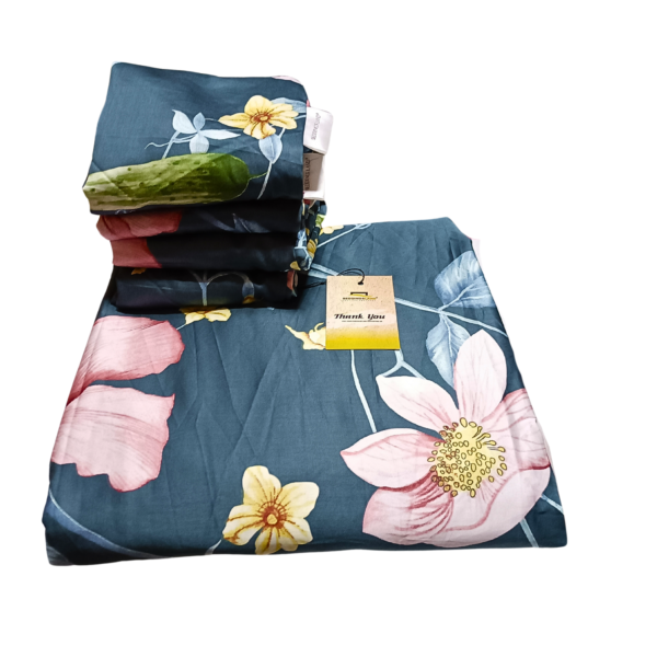 Grey Hibiscus 6by7 100% Cotton Bedsheet