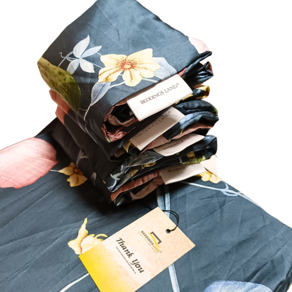 Grey Hibiscus 6by7 100% Cotton Bedsheet - Image 3