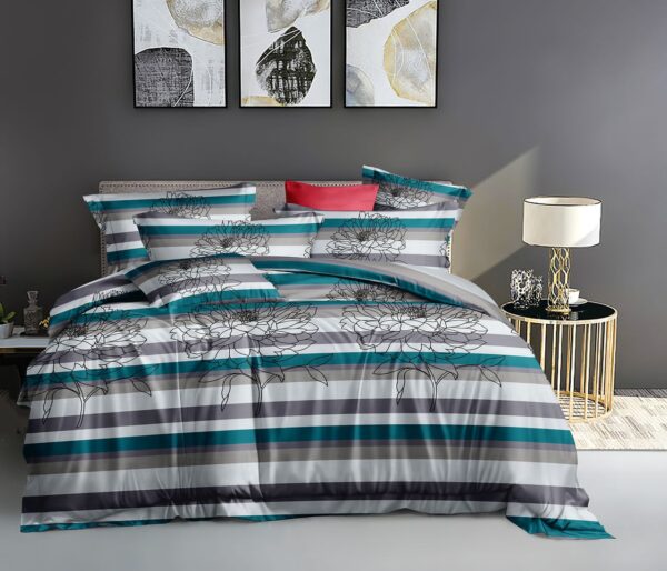 Grey Stripe Flower 7by7 Bedsheet - Image 4